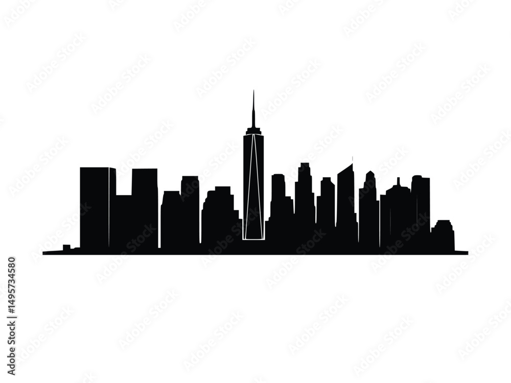 Naklejka premium hand drawn vector silhouette of city, skyline