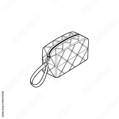 Minimalist Line Art Geometric Patterned Wristlet Bag  Fashion Accessory Vector Illustration on white background 