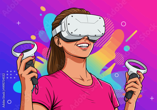 a woman wearing virtual reality glasses