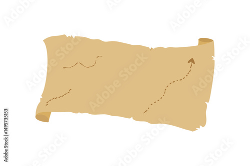 Vintage Treasure Balank Map Vector Weathered and Torn Parchment Design Detailed Pirate Adventure Illustration.