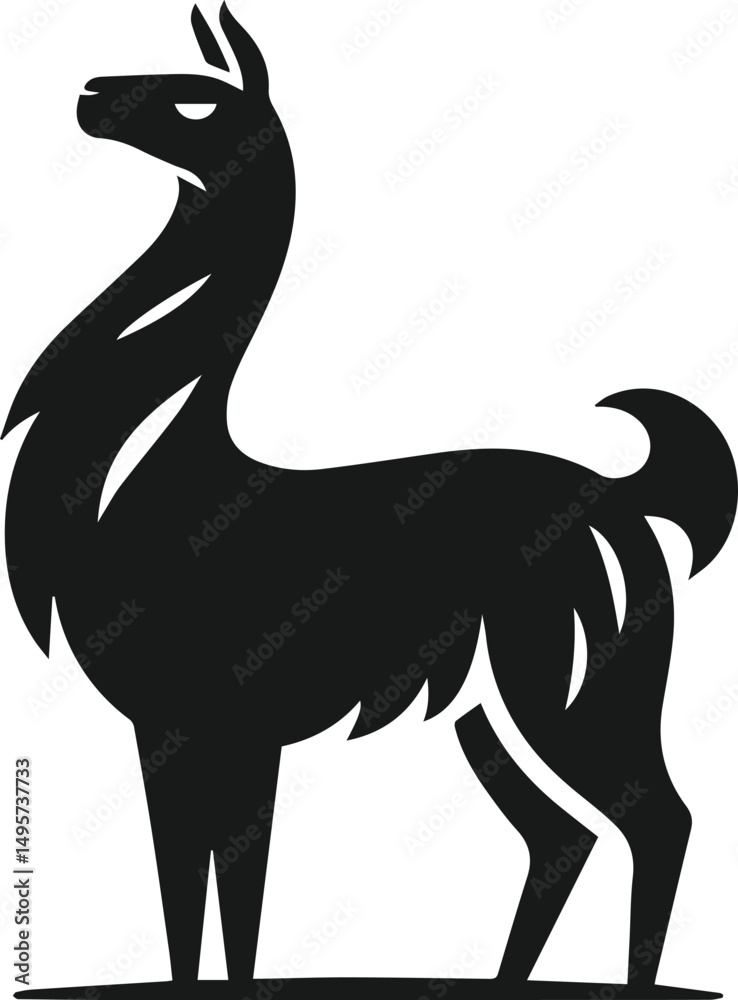 Fototapeta premium llama alpaca silhouette animal vector drawing