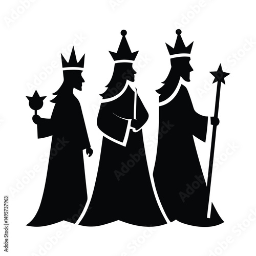 Tres Reyes Magos vector silhouette 