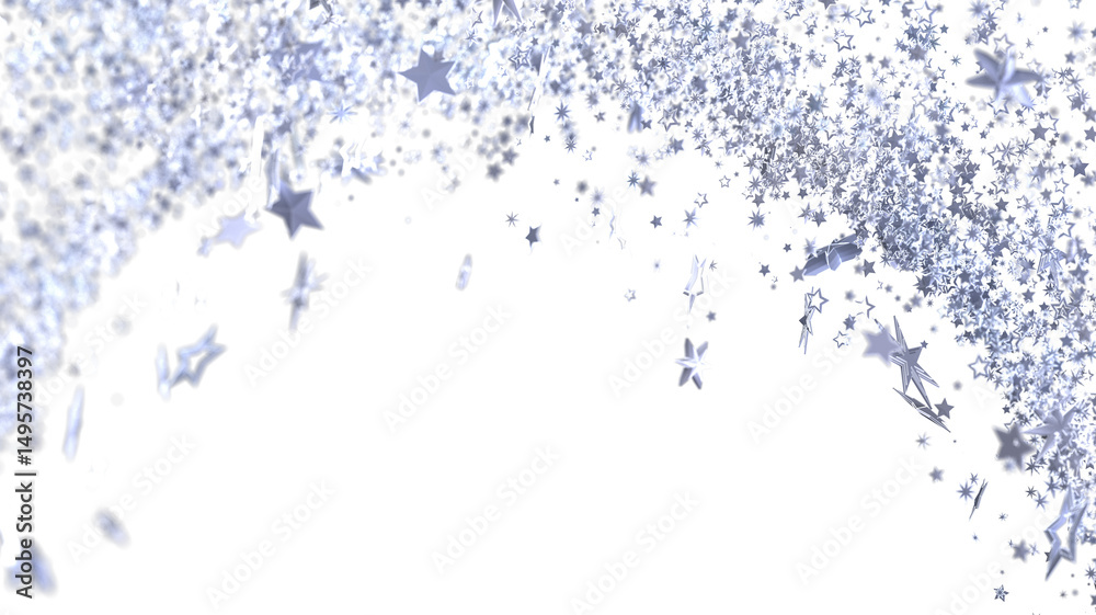 Obraz premium Sparkling silver stars on white. Perfect for holidays, celebrations, and more!