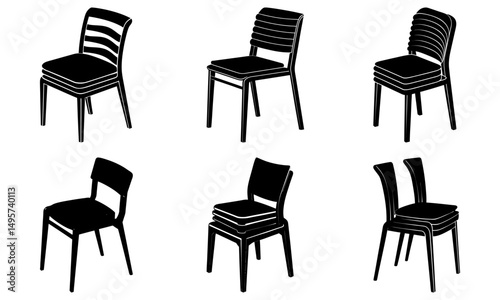 Stackable Chair silhouette vector