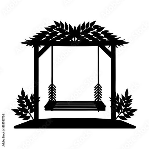 Pergola Swing silhouette vector