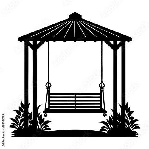 Pergola Swing silhouette vector