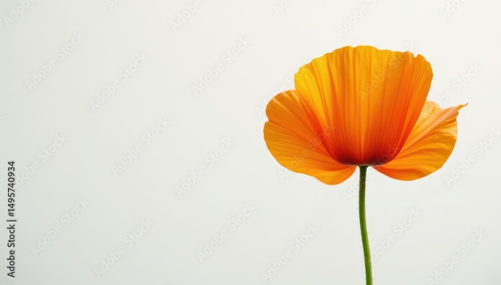 Fototapeta premium A single California poppy, vibrant orange petals, delicate, against white , flower photography, flower, design element
