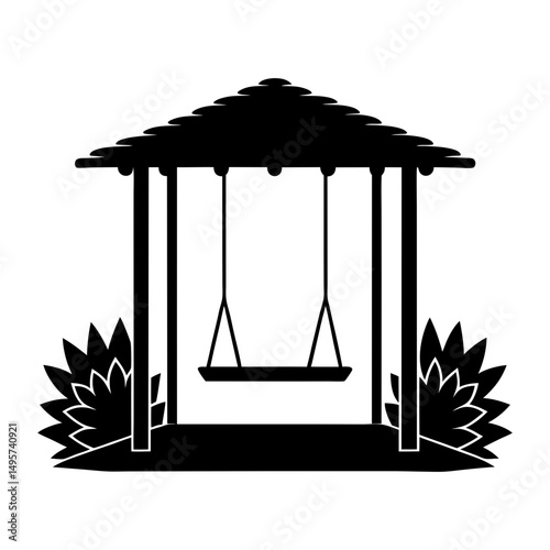 Pergola Swing silhouette vector
