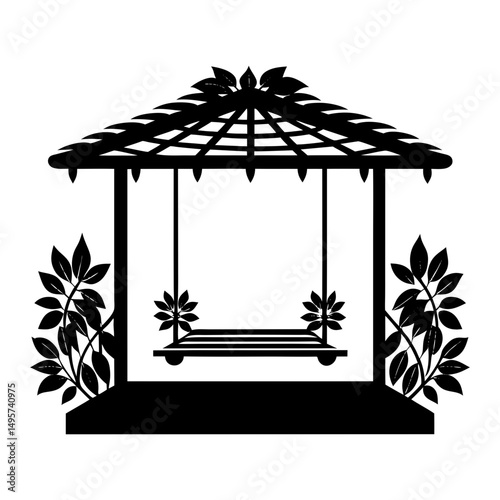 Pergola Swing silhouette vector