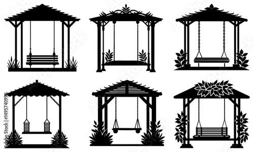 Pergola Swing silhouette vector