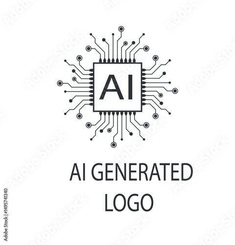Artificial intelligence generated circuit logo on white background