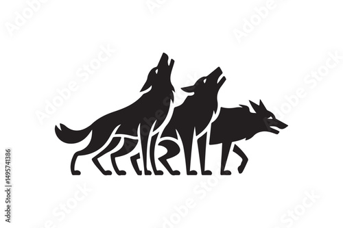Howling Wolf Pack Silhouette Vector Art | Wild Design For Logos