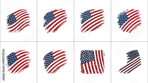 An artistic representation of the American flag, featuring bold brush strokes in red and blue, symbolizing patriotism and unity.