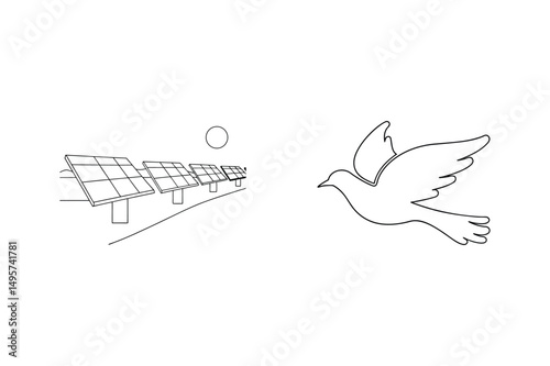 Solar power and dove symbolizing sustainable energy and environmental harmony