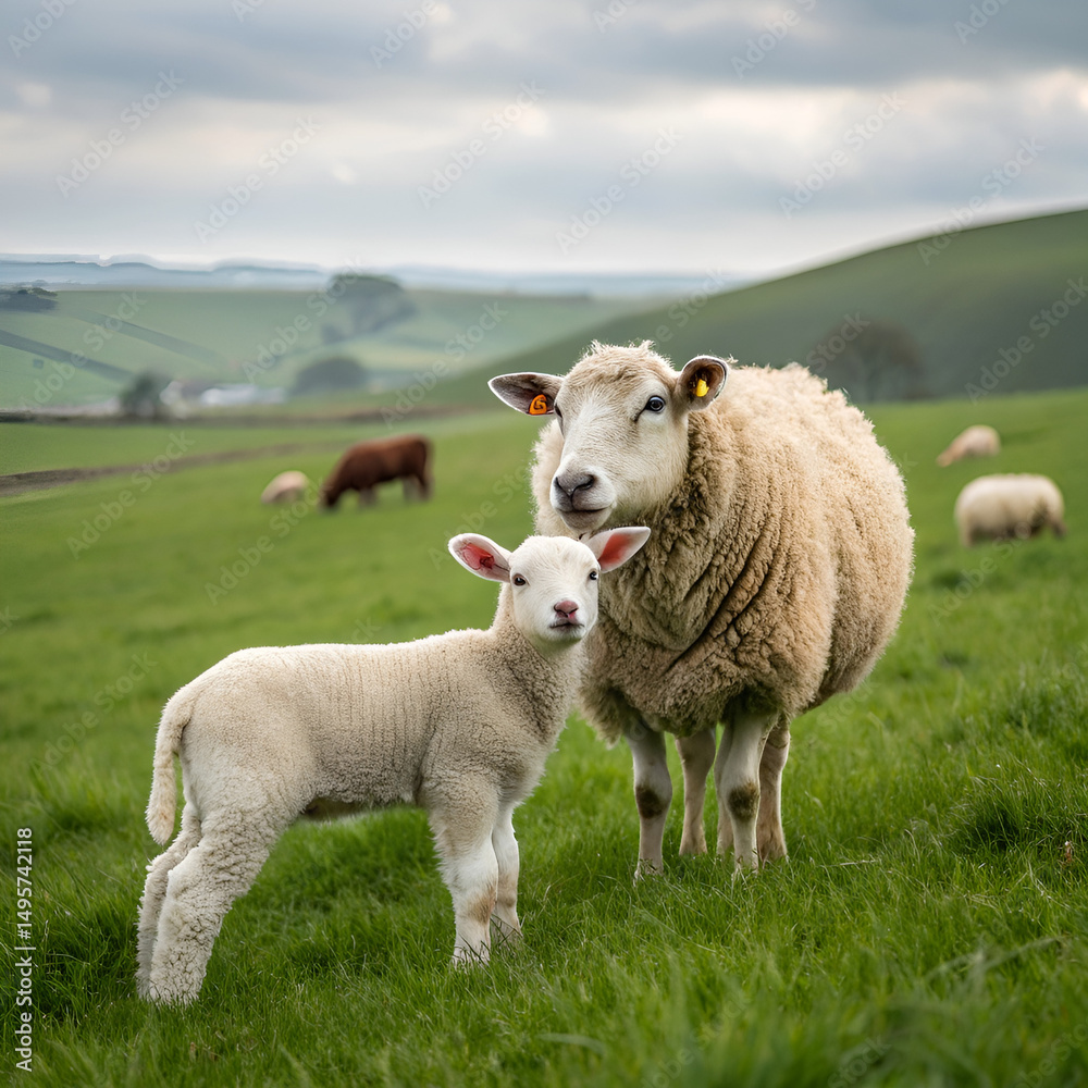 Obraz premium sheep and lambs