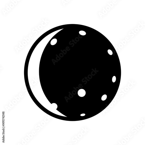 Stylized Moon with Craters in a Black and White Vector Graphic