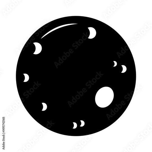 Stylized monochrome depiction of a full moon with craters and phases