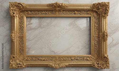 Gilded frame with filigree, rests on veined marble ,  antique,  craft