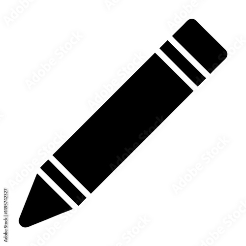 Icon of a simple black crayon with bands on white background