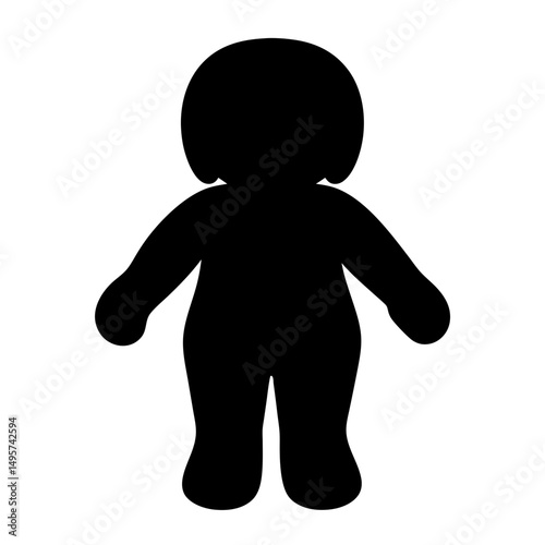 Full silhouette of a pudgy, rotund, stout, and round figure on white