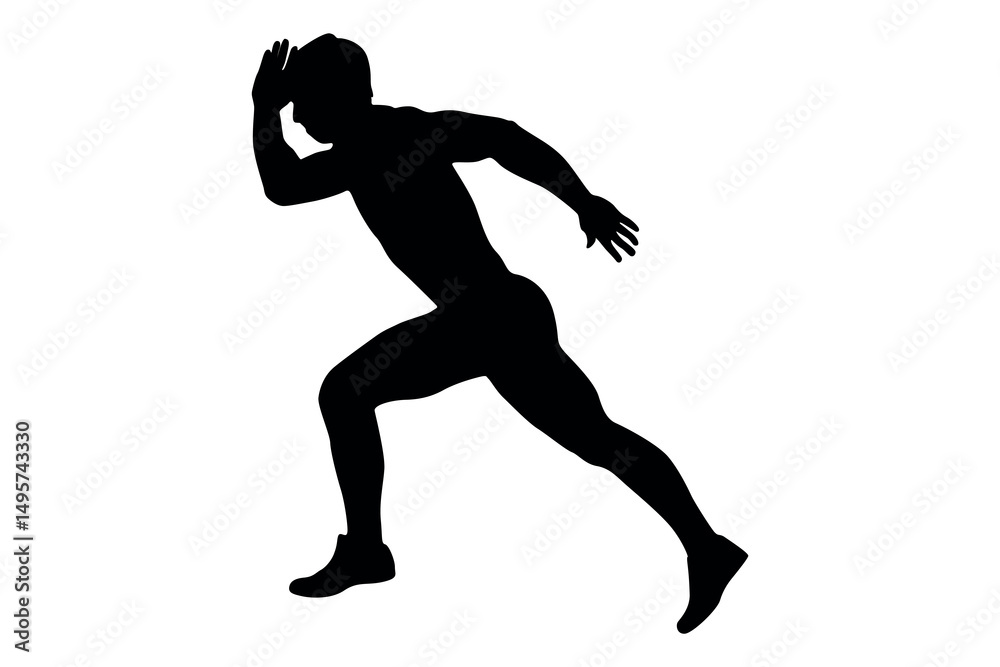 Vector art of Silhouette of a man running isolated on white background in a dynamic pose Vector art of Silhouette of a man running isolated on white background in a dynamic pose
