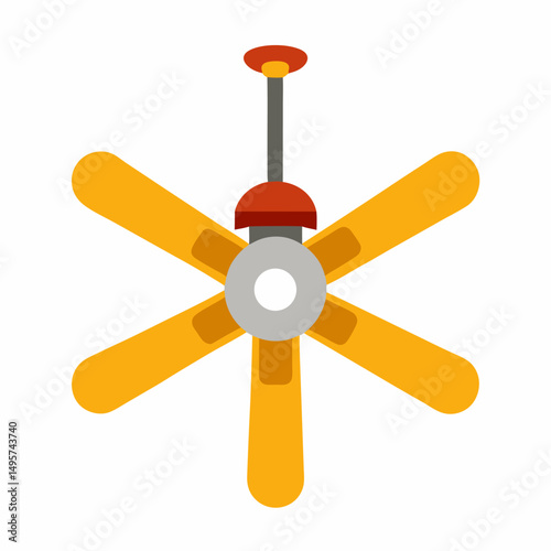 new style electronic celling fan, hanging fan yellow color vector icon on white background