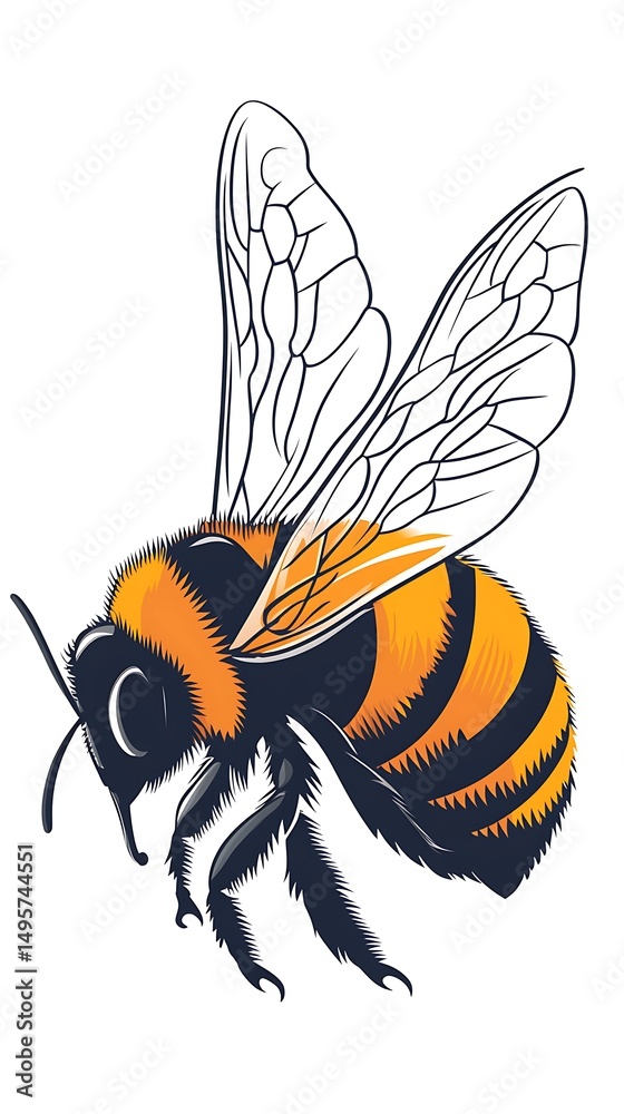 Obraz premium 飛翔するミツバチのイラストレーション