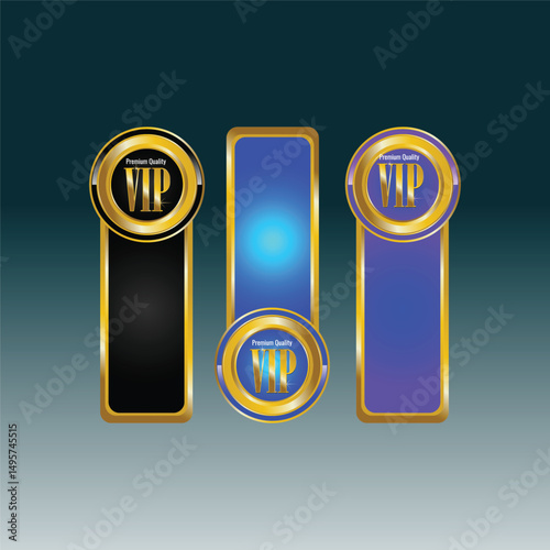 VIP Badge Ribbon Set – Luxury Gold Vector Design