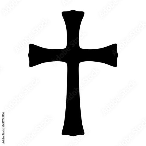 Simple and Bold Black Cross Design on a White Background Isolated