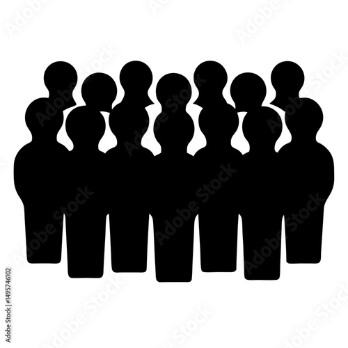 Silhouette of a Crowd Representing Unity and Solidarity in a Group
