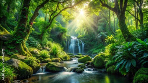 Serene Green Haven: Lush Nature Photography, Peaceful Garden Escape, Tranquil Oasis, Environmental Paradise