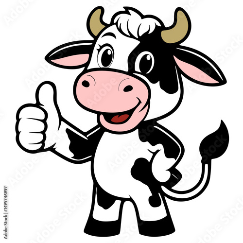 cartoon, mascot or character, cow icon, high quality