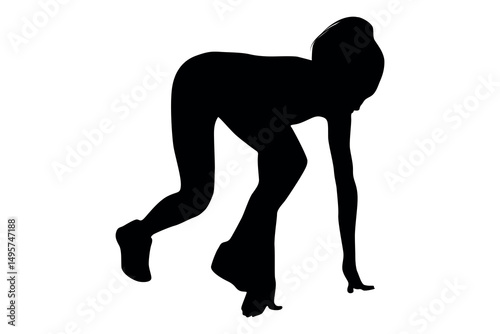 Vector art of Silhouette of a woman in starting position isolated on white background