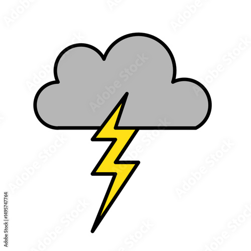 thunder cloud icon vector symbol of weather illustration