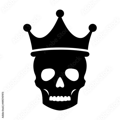 Grim Monarch Skull with Royal Crown Isolated on a White Background
