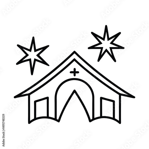 The Nativity Scene. A hand-drawn manger for the baby Jesus vector art