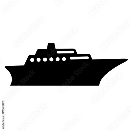 Silhouette of a luxury yacht cruising on a white background image