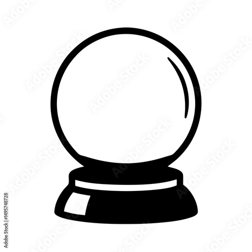 Simple black and white drawing of a fortune telling crystal ball