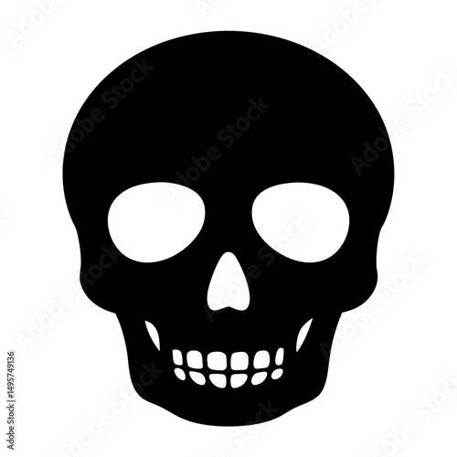 Simple black and white illustration of a skull for Halloween themes