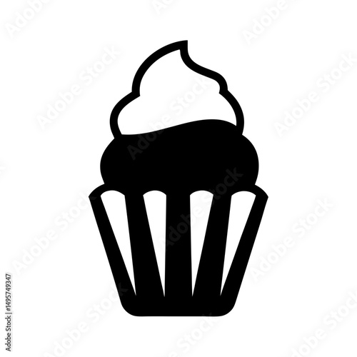 Delicious Cupcake Silhouette with Creamy Frosting and Elegant Wrapper Design