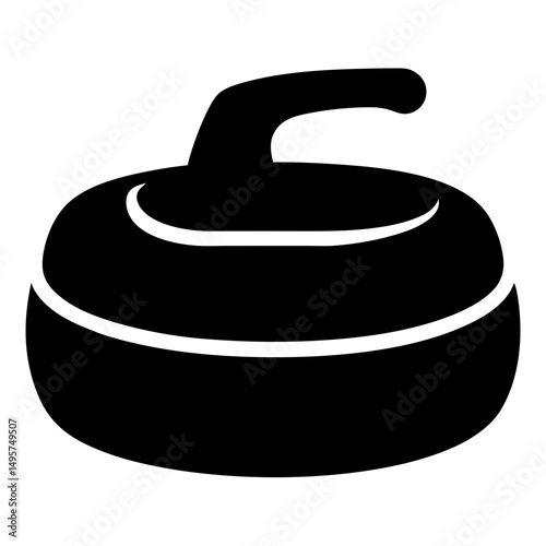 A single black curling stone isolated on a white background image