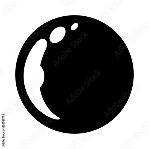 A shiny, black sphere with gloss, light reflection and dramatic contrast