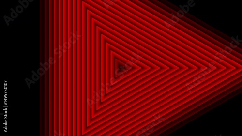 Expanding Red Triangle Tunnel Shapes Floating Transform Background. Triangle shape screen in black and red. Fast movement of polygon geometrical shapes for VJ music stage, transition, shows, intro