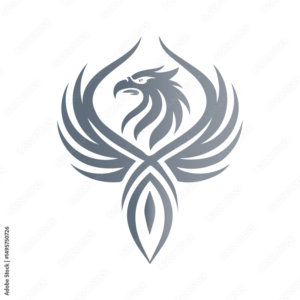 Obraz premium Silver Phoenix Rising Emblem