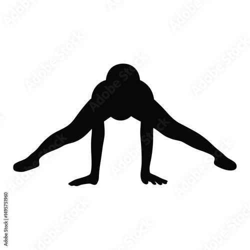 A black silhouette of a human body doing a stretching exercise