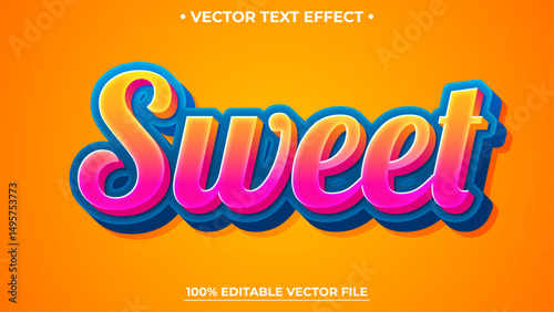 Editable text effect Editable Sweet 3d Colorful font style perfect for logo title or heading