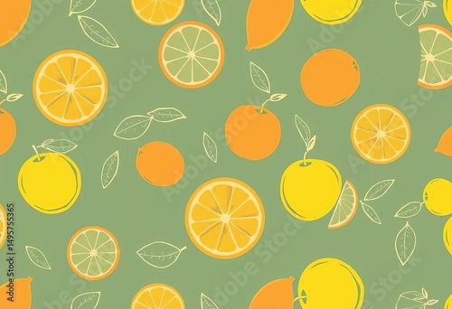 Citrus fruit outline seamless pattern for kitchen textiles , print, sweet