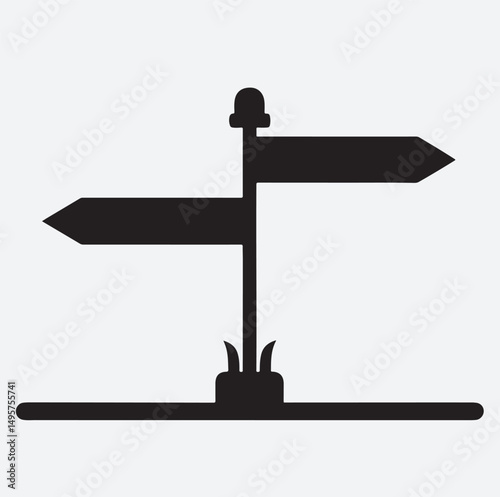 street sign with arrow silhouette vector art illustration, wooden signpost on a white background
