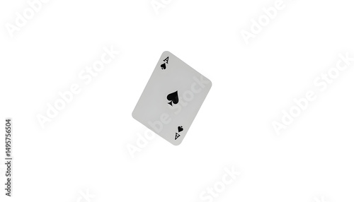 Floating Playing Card Folding into Origami on White Background
