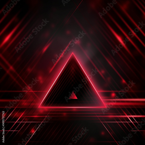 Futuristic Radiance Glowing Red Triangle